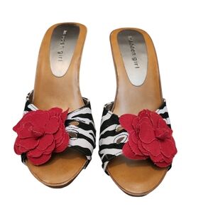 Madden Girl Zebra and Red Floral Sandals